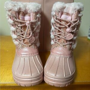 Pink Glitter Fur-Lined Boots